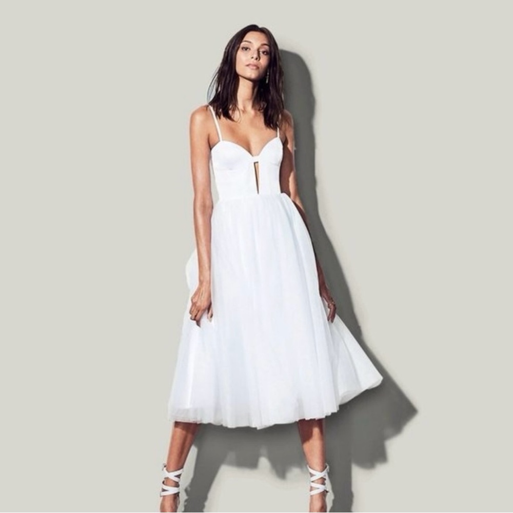 Fame & Partners Venice Tulle Midi Dress in White Size 8 NWT